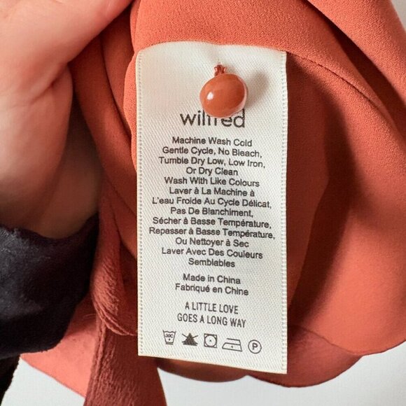 Aritzia Wilfred Nazaire Button Down Flutter Sleeve V-Neck Dress Moroccan Spice 4 - Picture 6 of 7